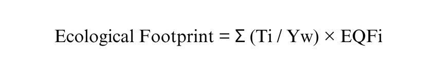 Formula to Calculate the Ecological Footprint